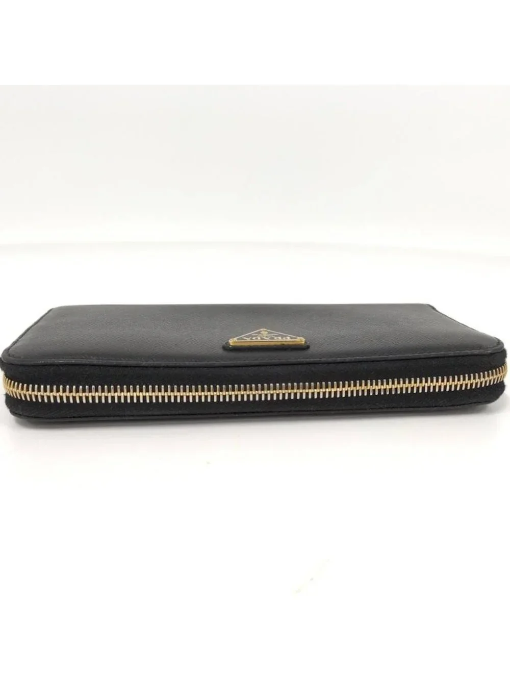 Prada Saffiano Triangle Logo Zip Around Wallet